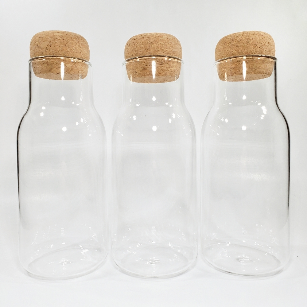 Lot of 3 Modern Farmhouse Spice Glass Jars Bottles